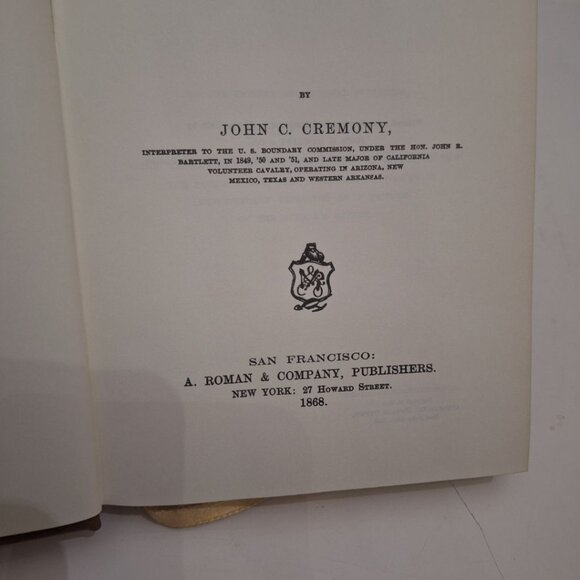 Life Among The Apaches John C Cremony Classics Old West 1980 Leather Ribbon Book - Picture 5 of 8